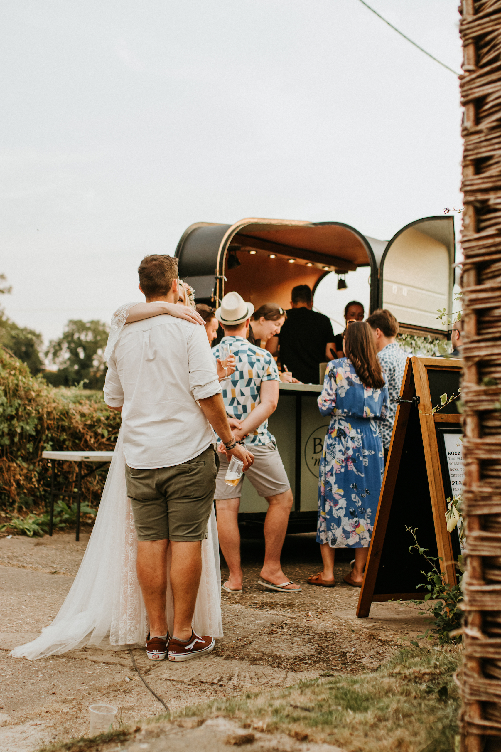 Bride and Groom by Vegan Food Truck | Wedding Photographer in Buckinghamshire